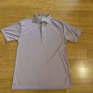 Collars and Co Polo Shirt Mens Large Purple Stripe Dress Collar Polo Golf Casual